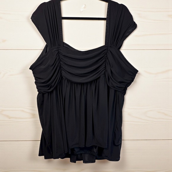 Torrid Black Ruched Babydoll Tank Top Womens Size 4X Square Neck Sleeveless - Picture 1 of 12